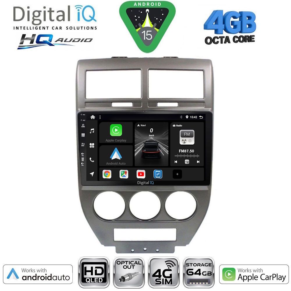 BXK19276-15 DIGITAL IQ BXK 19276_CPAA (10inc) MULTIMEDIA TABLET for JEEP COMPASS - PATRIOT mod. 2007-2016 - Image 1