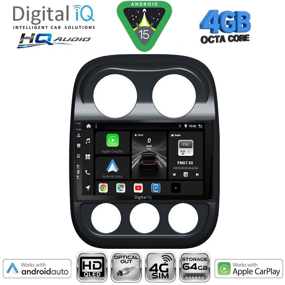 BXK19277-15 DIGITAL IQ BXK 19277_CPAA (10inc) MULTIMEDIA TABLET for JEEP COMPASS - PATRIOT mod. 2007-2016 - Image 1