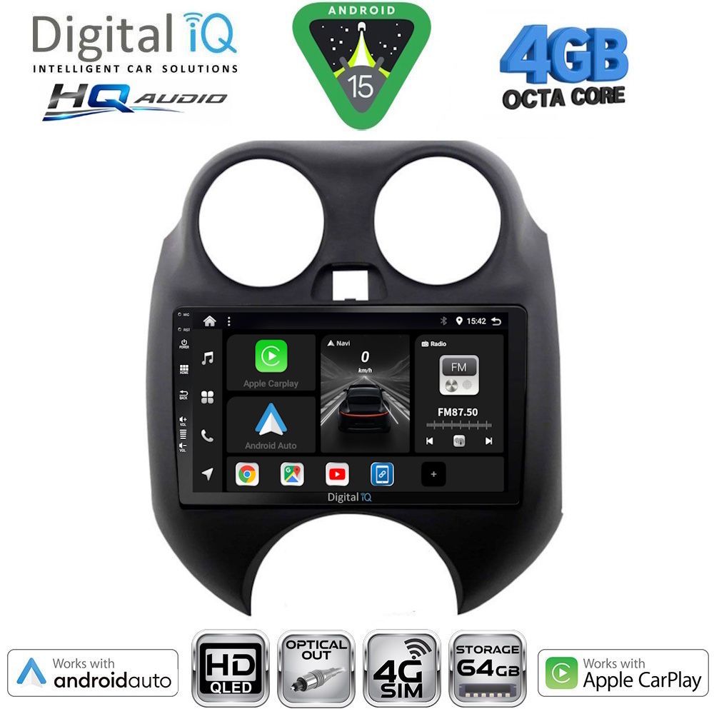 BXK19459-15 DIGITAL IQ BXK 19459_CPAA (9inc) MULTIMEDIA TABLET for NISSAN MICRA mod. 2010-2014 - Image 1