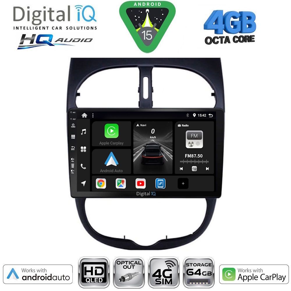 BXK19506-15 DIGITAL IQ BXK 19506_CPAA (9inc) MULTIMEDIA TABLET for PEUGEOT 206 mod. 1998-2006 - Image 1