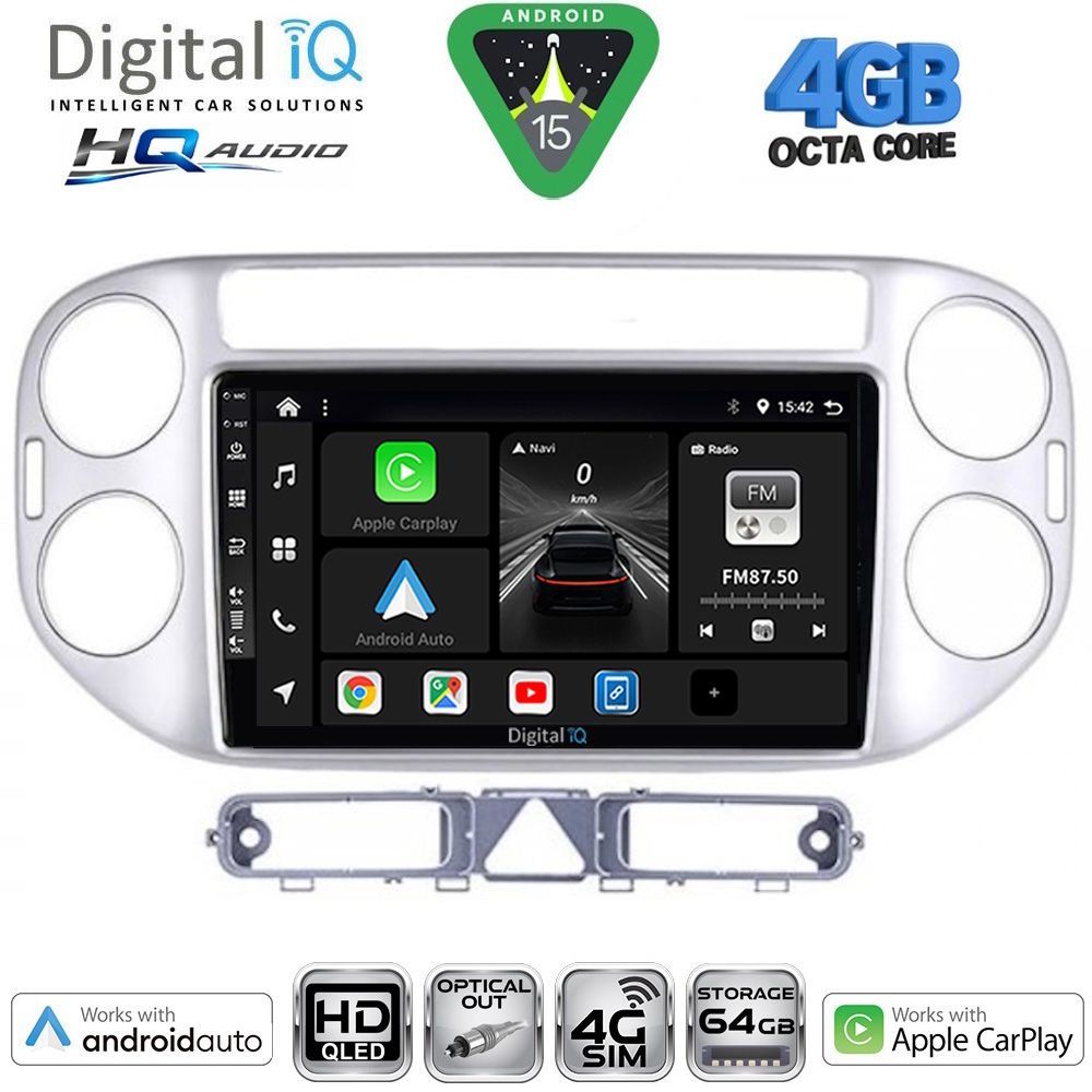 BXK19759SL-15 DIGITAL IQ BXK 19759SL_CPAA (9inc) MULTIMEDIA TABLET for VW TIGUAN mod. 2004-2011 (SILVER) - Image 1