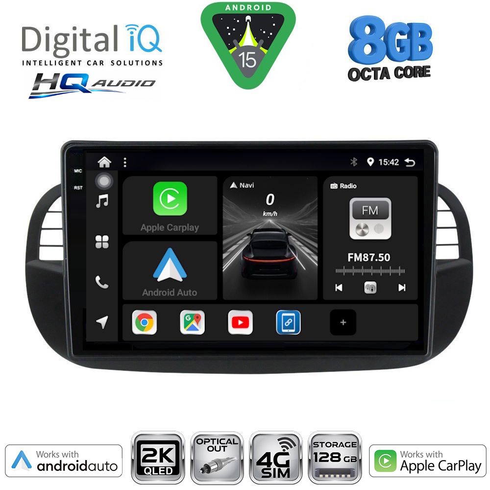 BXK20130_15_ DIGITAL IQ BXK 20130BL_CPAA (9inc) MULTIMEDIA TABLET for FIAT 500 mod. 2007-2015 (BLACK) - Image 1