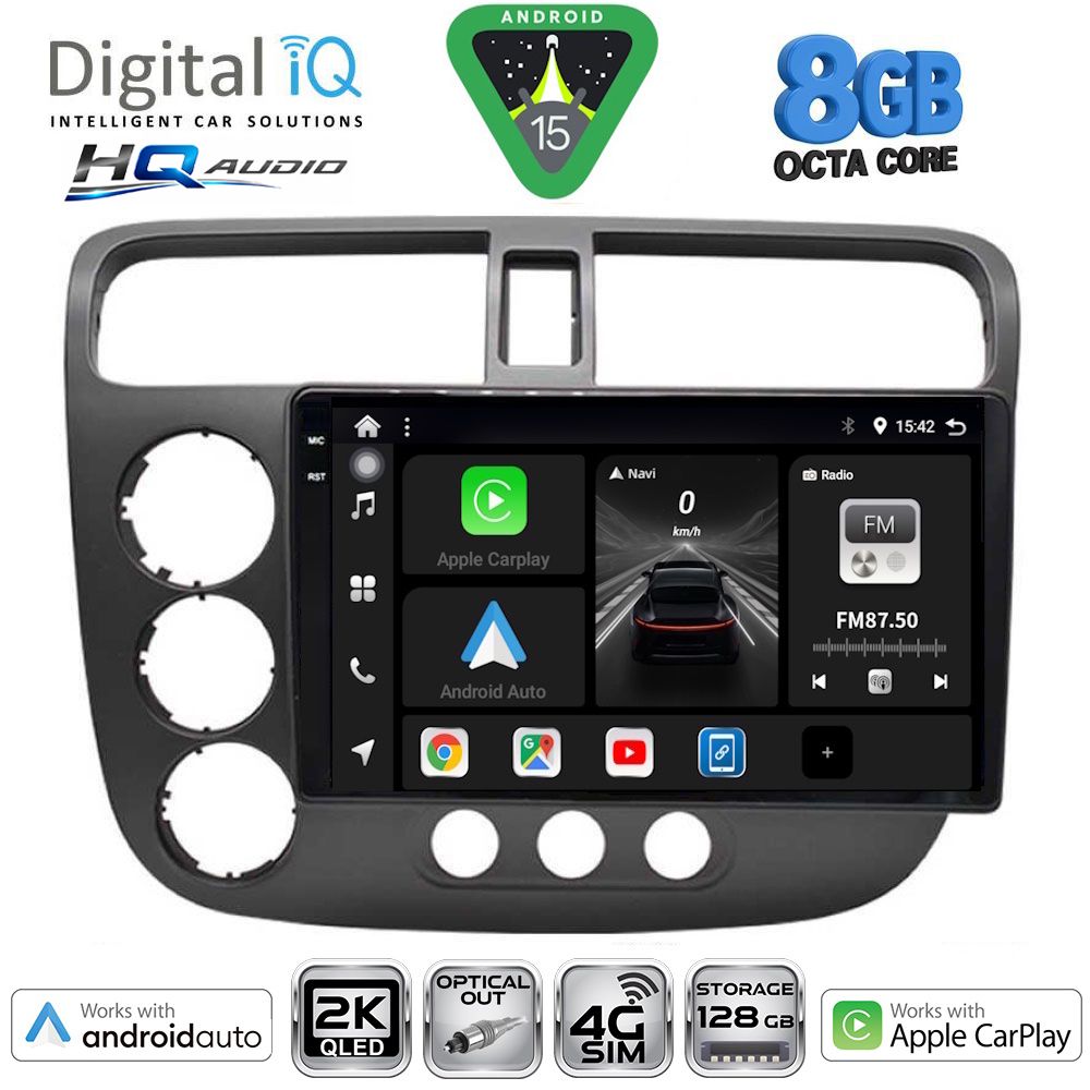 BXK20187_15 DIGITAL IQ BXK 20187_CPAA (9inc) MULTIMEDIA TABLET for HONDA CIVIC 4D mod. 2001-2006 - Image 1