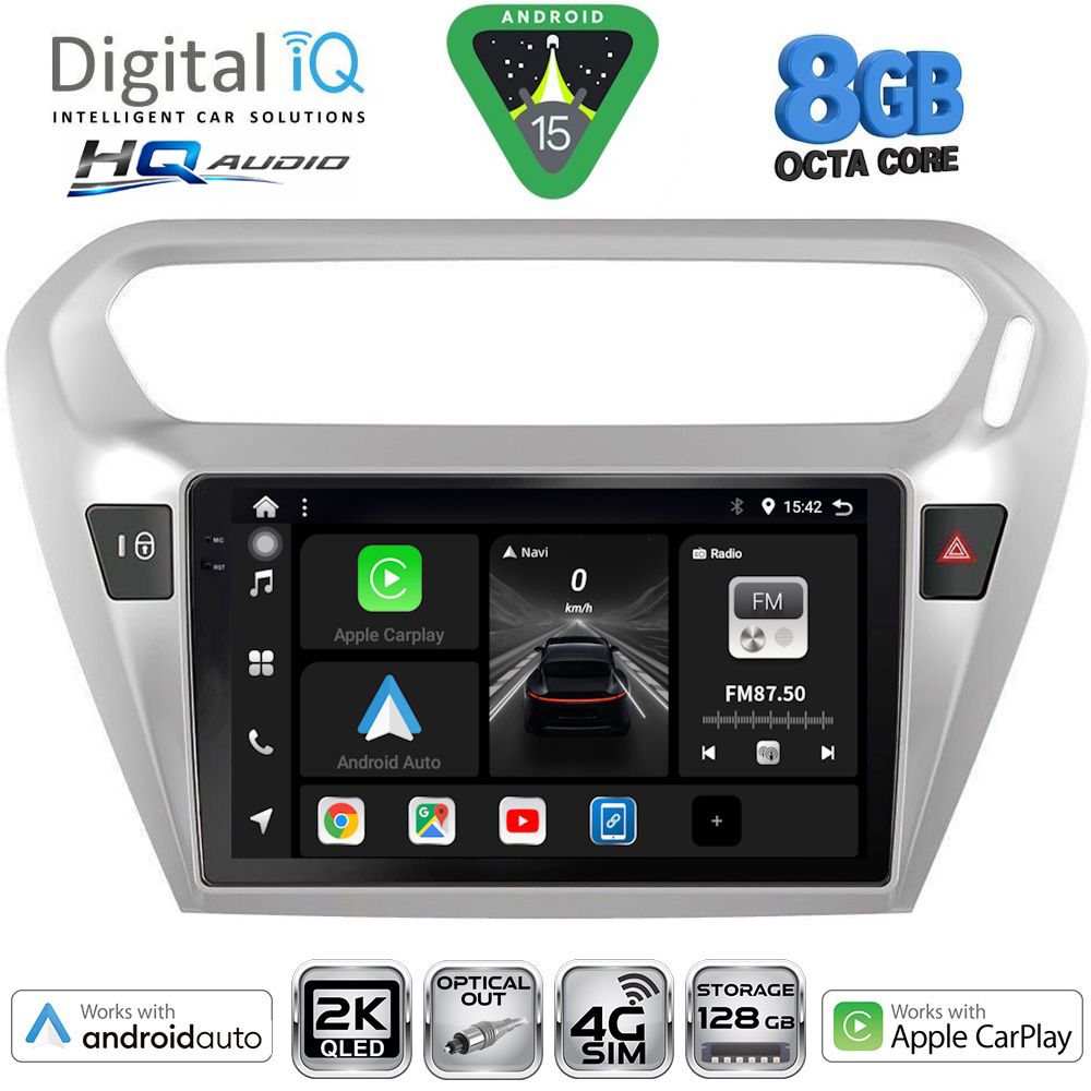 BXK20511SL-15 DIGITAL IQ BXK 20511SL_CPAA (9inc) MULTIMEDIA TABLET for CITROEN ELYSEE – PEUGEOT 301 mod. 2013-2026 (SILVER) - Image 1