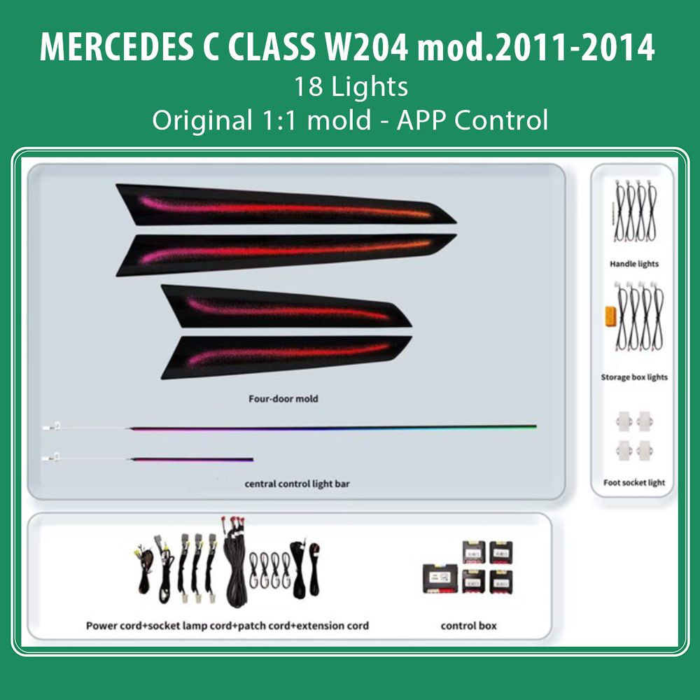 C_CLASS_W204_2011-14_Ambient_18_lights_01 DIQ AMBIENT BENZ BC17D4 (Digital iQ Ambient Light for Mercedes C (W204) mod. 2011-2014 with 18 Lights) - Image 1