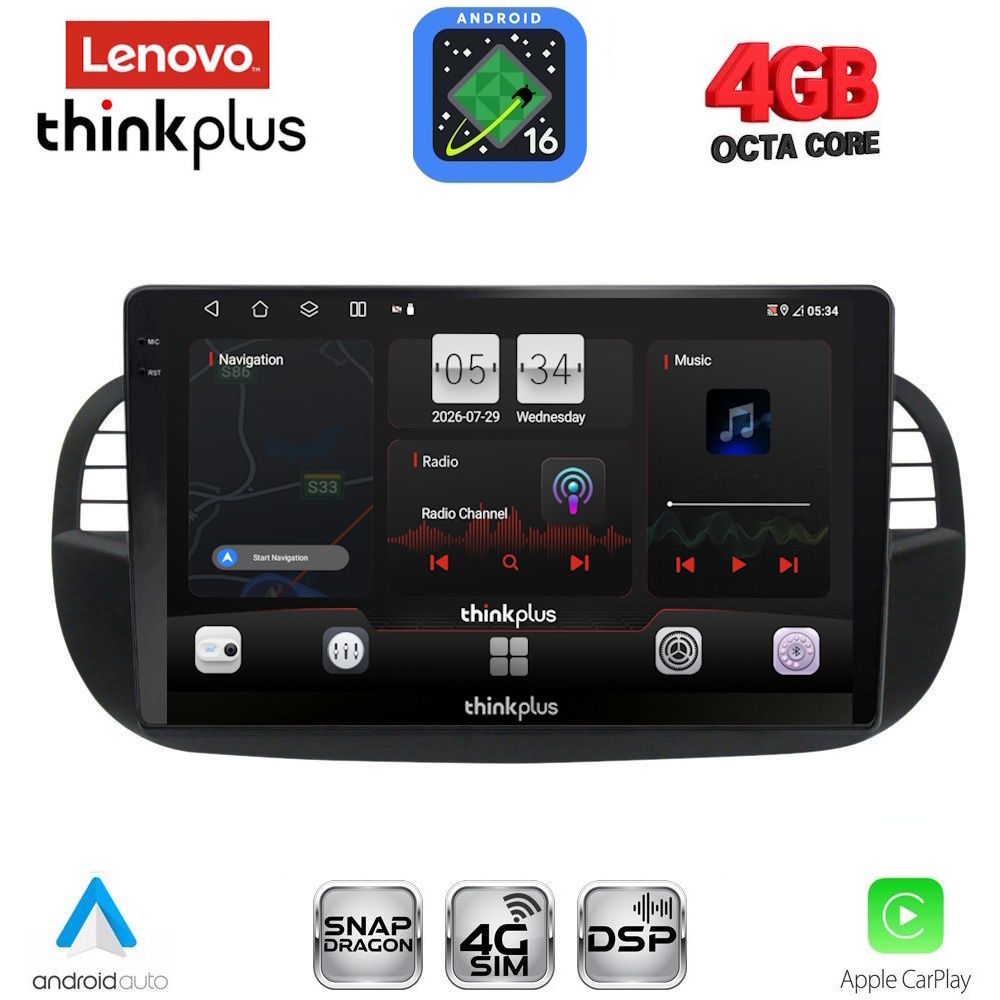LTG7130_16 LENOVO LTG 7130BL_CPA (9inc) MULTIMEDIA TABLET for FIAT 500 mod. 2007-2015 (BLACK) - Image 1