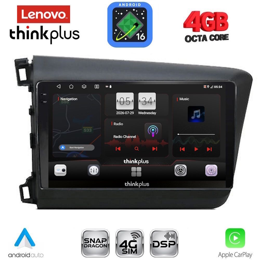 LTG71904D_16 LENOVO LTG 71904D_CPA (9inc) MULTIMEDIA TABLET for HONDA CIVIC 4Doors mod. 2012-2016 - Image 1