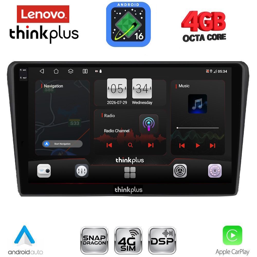 LTG7704BL_16 LENOVO LTG 7704BL_CPA (9inc) MULTIMEDIA TABLET for TOYOTA AVENSIS (T25) mod. 2003-2009 (BLACK) - Image 1