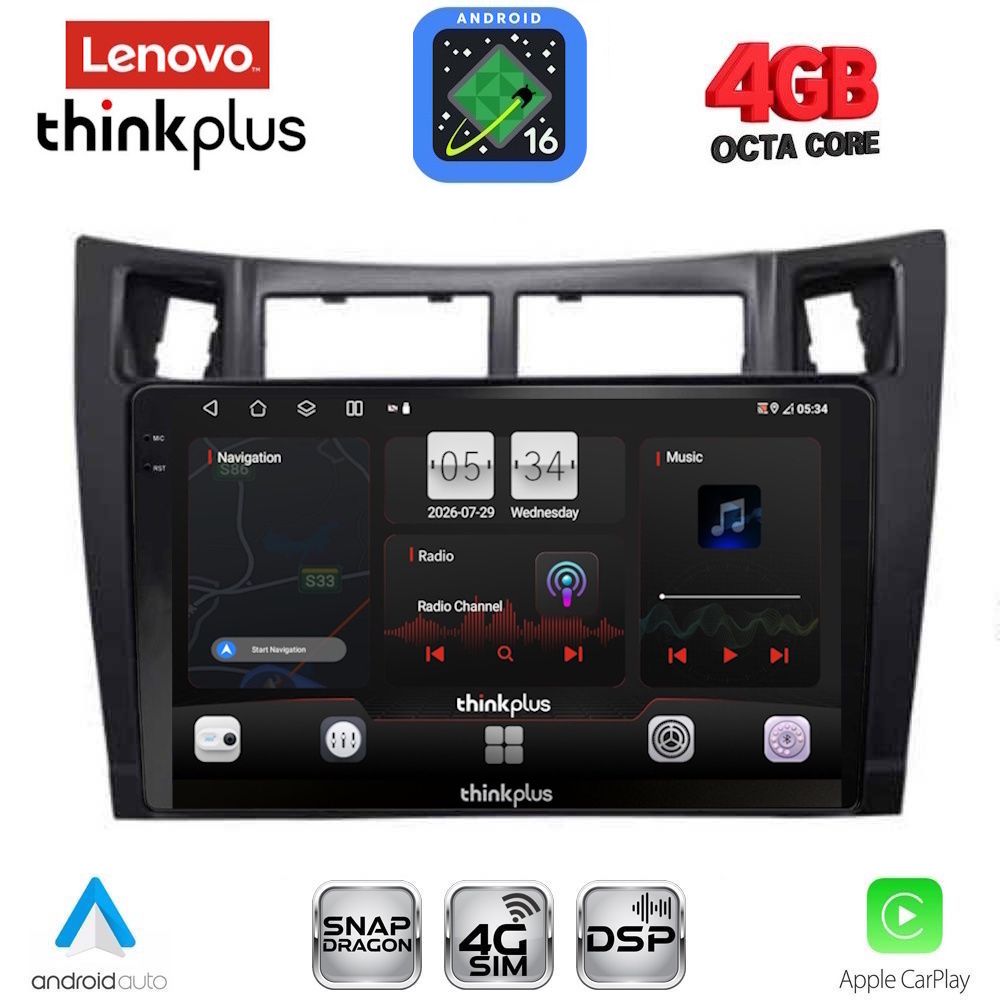 LTG7736_16 LENOVO LTG 7736BL_CPA (9inc) MULTIMEDIA TABLET for TOYOTA YARIS mod. 2006-2011 (BLACK) - Image 1