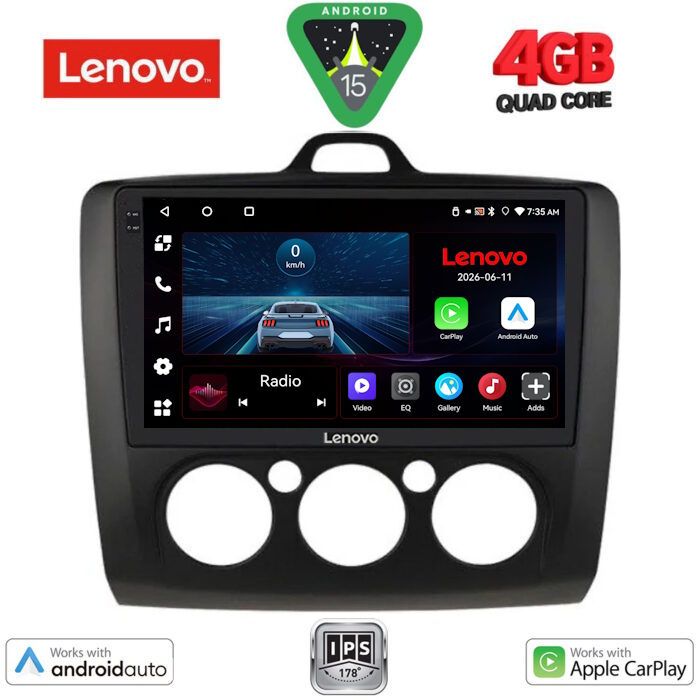LVE7156ΒL-AC_15_1 LENOVO LVE 8156BL_CPAA A/C (9inc) MULTIMEDIA TABLET for FORD FOCUS mod. 2005-2012 (BLACK) - Image 1