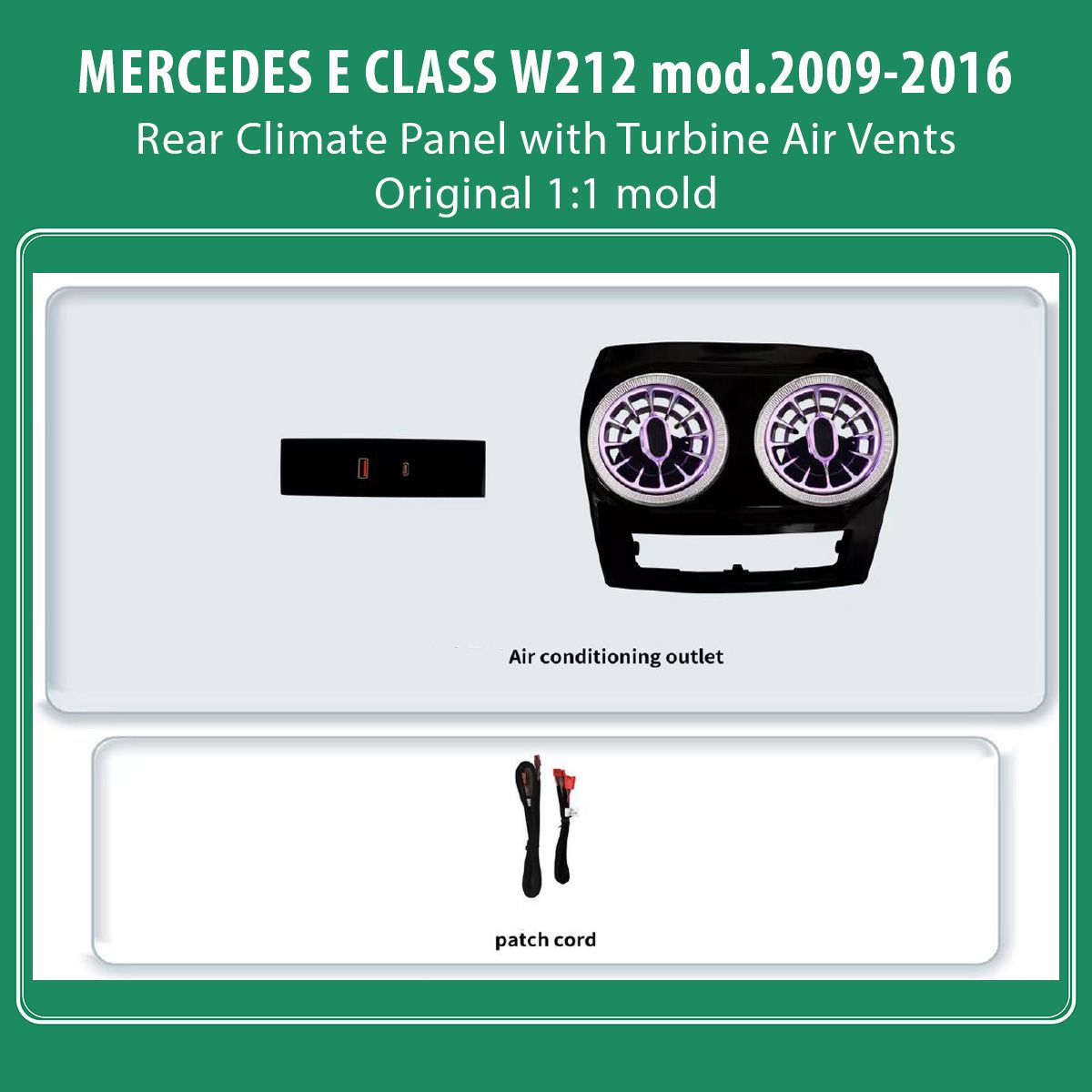 MERCEDES_E_W212_2009-16_Ambiernt_Light_Rear_Climate_panel_01 DIQ AMBIENT MERCEDES E (W212) BW212RCP (Digital iQ Ambient Light for Mercedes E (W212) mod. 2009-2016 Rear Climate Panel) - Image 1