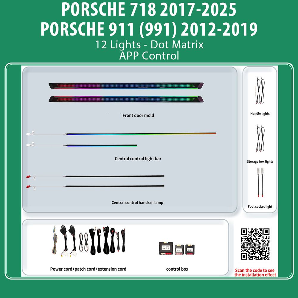 PORSCHE_718_911_BSJ07_Ambient_12_Lights_01 DIQ AMBIENT PORSCHE BSJ07 (Digital iQ Ambient Carbon Light for Porsche 718 mod. 2017-2025, 991 mod. 2012-2019 with 12 Lights) - Image 1