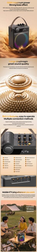 REMAX RB-MB26 KARAOKE BLUETOOTH SPEAKER (120W) - Image 8