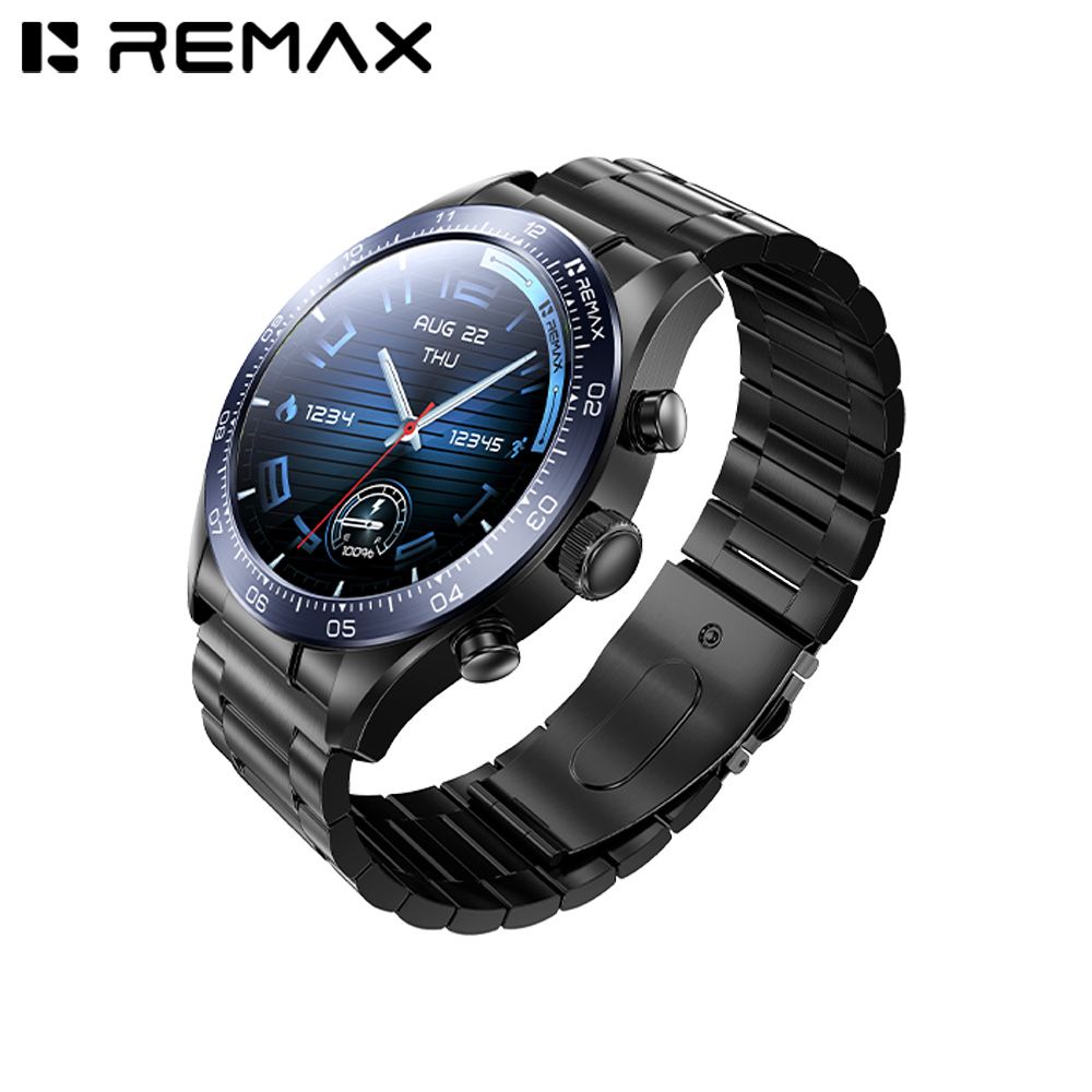REMAX_WATCH35_BLUE_01 REMAX WATCH 35 (BLUE) FULL METAL AMOLED DISPLAY SMARTWATCH - Image 1