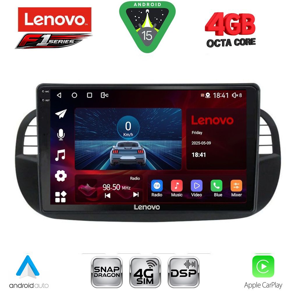 SSQ9130BL-15 LENOVO SSQ 9130BL_CPA (9inc) MULTIMEDIA TABLET for FIAT 500 mod. 2007-2015 (BLACK) - Image 1