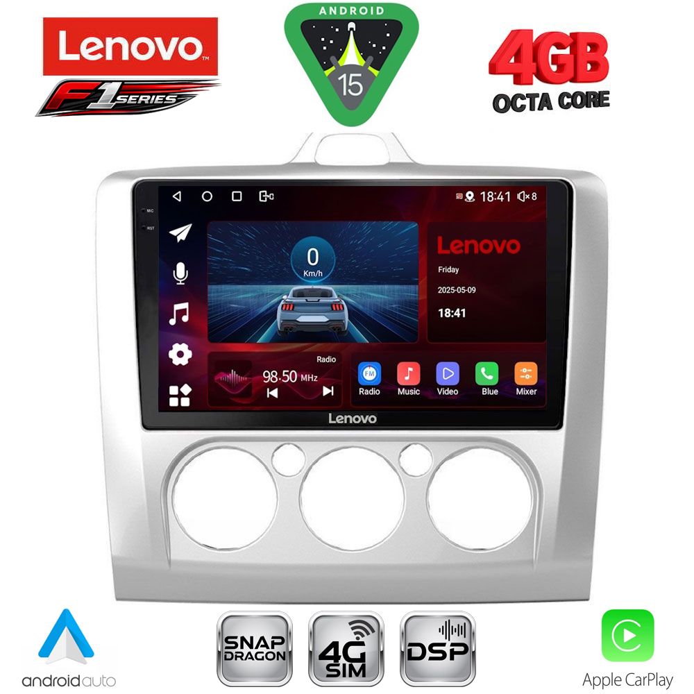 SSQ9156AC_15 LENOVO SSQ 9156SL_CPA A/C (9inc) MULTIMEDIA TABLET for FORD FOCUS mod. 2005-2012 (SILVER) - Image 1