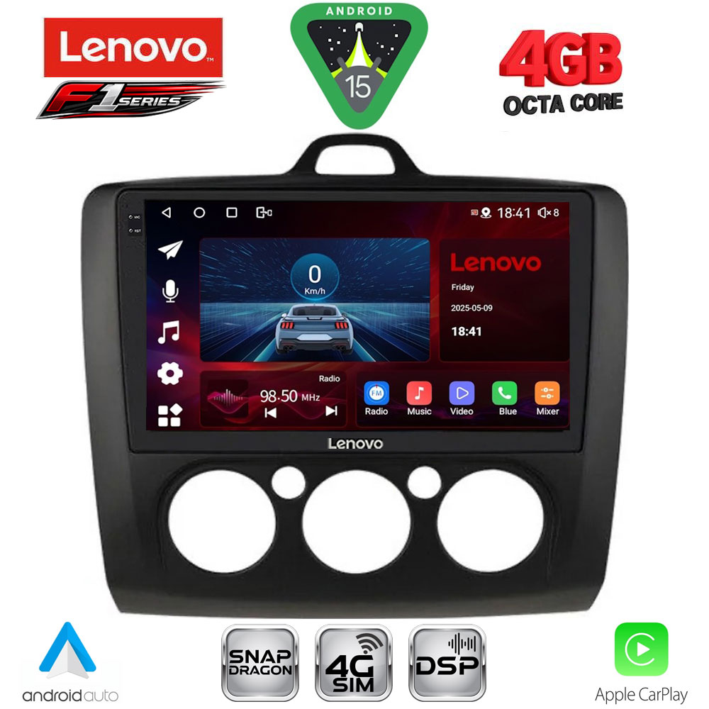SSQ9156ΒL-AC_15 LENOVO SSQ 9156BL_CPA A/C (9inc) MULTIMEDIA TABLET for FORD FOCUS mod. 2005-2012 (BLACK) - Image 1