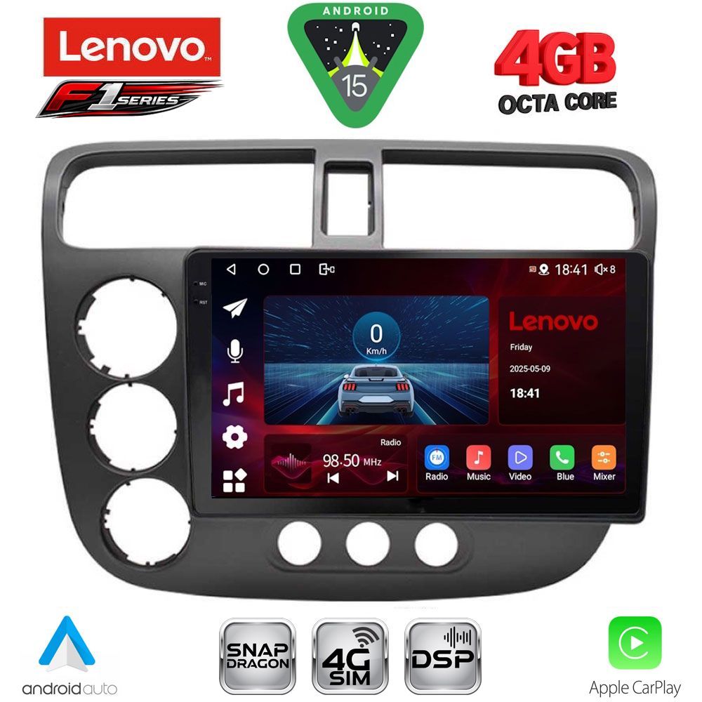 SSQ9187_15 LENOVO SSQ 9187_CPA (9inc) MULTIMEDIA TABLET for HONDA CIVIC 4D mod. 2001-2006 - Image 1