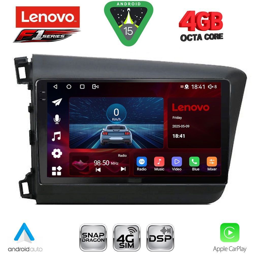 SSQ91904D_15 LENOVO SSQ 91904D_CPA (9inc) MULTIMEDIA TABLET for HONDA CIVIC 4Doors mod. 2012-2016 - Image 1