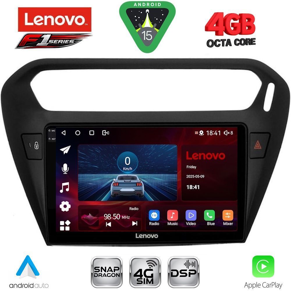 SSQ9511BL-15 LENOVO SSQ 9511BL_CPA (9inc) MULTIMEDIA TABLET for CITROEN ELYSEE – PEUGEOT 301 mod. 2013-2023 (BLACK) - Image 1