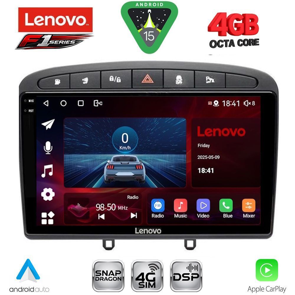 SSQ9513BL-15 LENOVO SSQ 9513BL_CPA (9inc) MULTIMEDIA TABLET for PEUGEOT 308 mod.2007-2012 - RCZ mod.2009-2015 (BLACK) - Image 1
