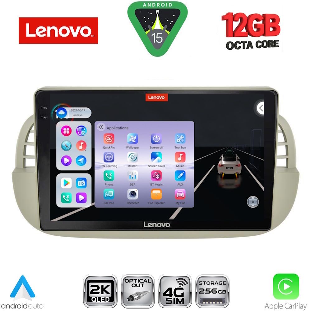 SSZ12130BG_15 LENOVO SSZ 12130BG_CPA (9inc) MULTIMEDIA TABLET for FIAT 500 mod. 2007-2015 (BEIGE) - Image 1