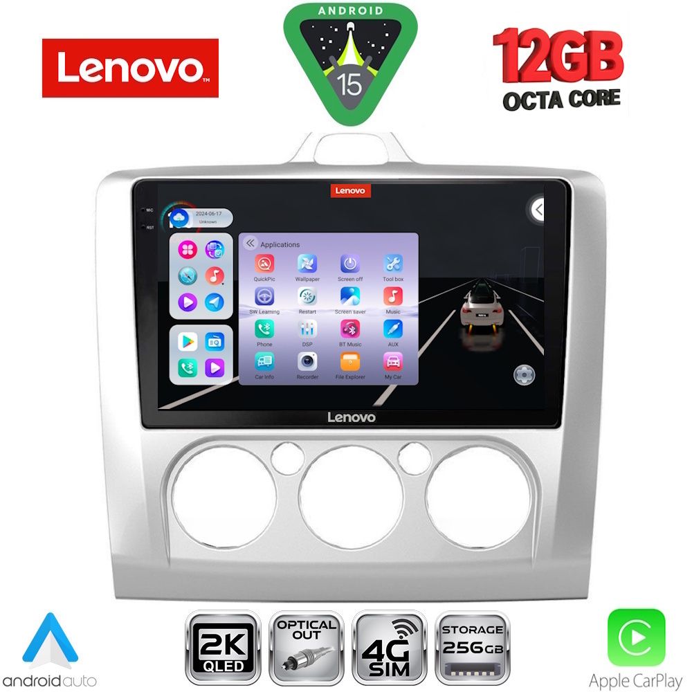 SSZ12156AC_15 LENOVO SSZ 12156SL_CPA A/C (9inc) MULTIMEDIA TABLET for FORD FOCUS mod. 2005-2012 (SILVER) - Image 1
