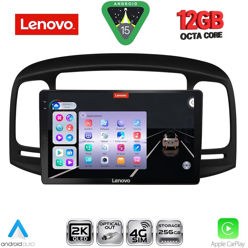 SSZ12249BL_15 LENOVO SSZ 12249BL_CPA (9inc) MULTIMEDIA TABLET for HYUNDAI ACCENT mod. 2005-2012 (BLACK) - Image 1
