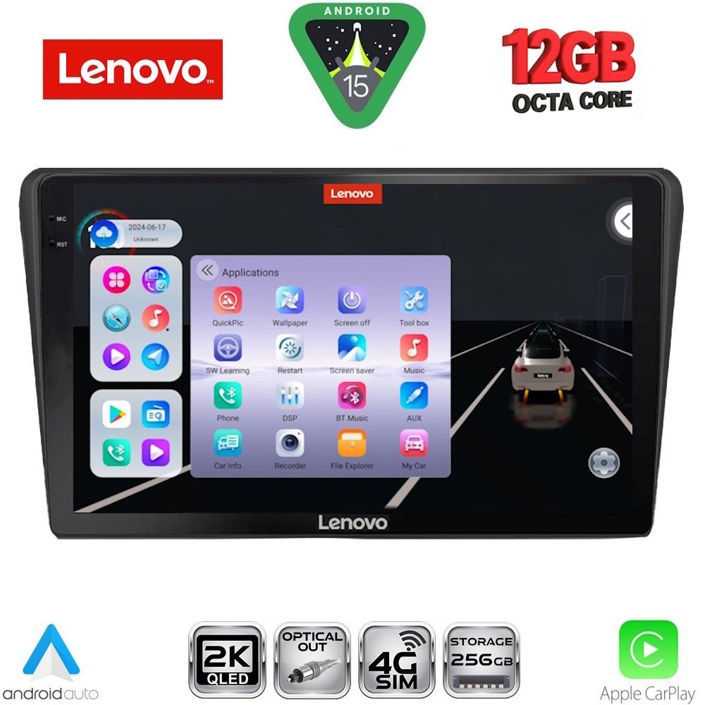 SSZ12704BL_15 LENOVO SSZ 12704BL_CPA (9inc) MULTIMEDIA TABLET for TOYOTA AVENSIS (T25) mod. 2003-2009 (BLACK) - Image 1