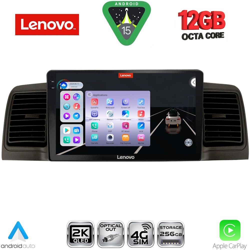 SSZ12712BL-15 LENOVO SSZ 12712BL_CPA (9inc) MULTIMEDIA TABLET for TOYOTA COROLLA mod. 2001-2006 (BLACK) - Image 1
