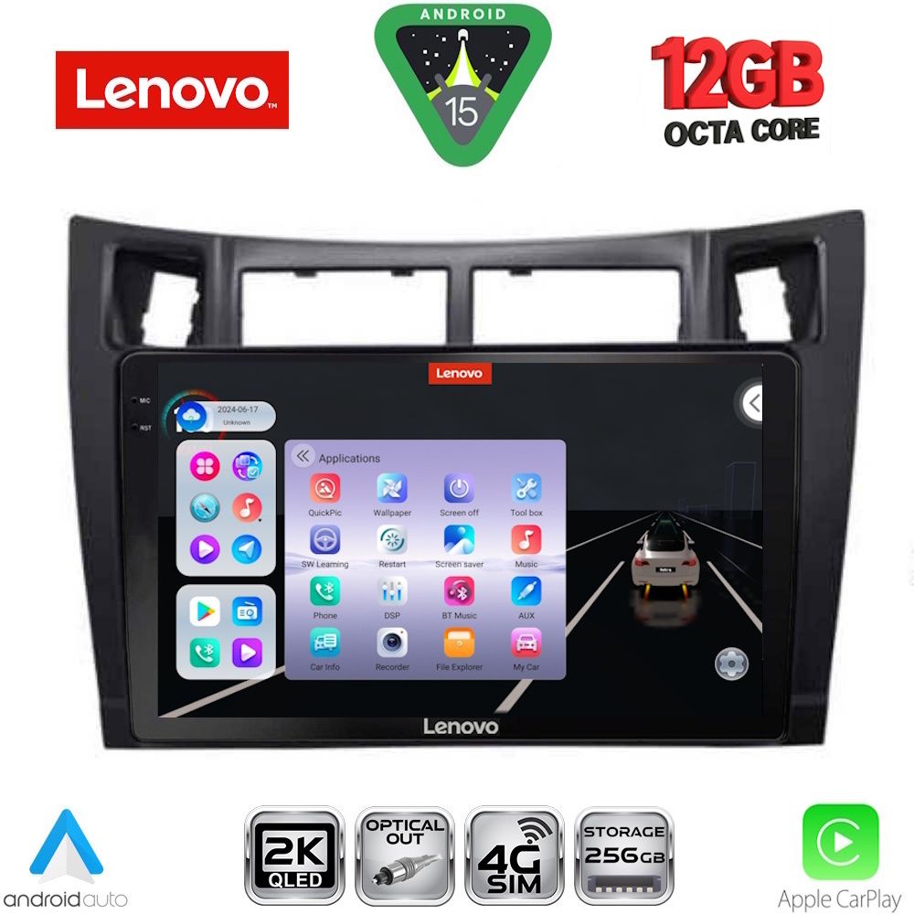 SSZ12736_15 LENOVO SSZ 12736BL_CPA (9inc) MULTIMEDIA TABLET for TOYOTA YARIS mod. 2006-2011 (BLACK) - Image 1