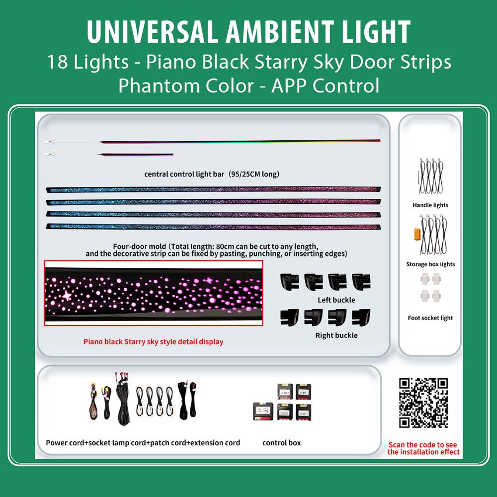 Universal_Ambient_18_Lights_Starry_Strips_01 DIQ AMBIENT TYM01X (Universal Ambient Light with 18 Lights, Piano Black Starry Sky Strips) - Image 1