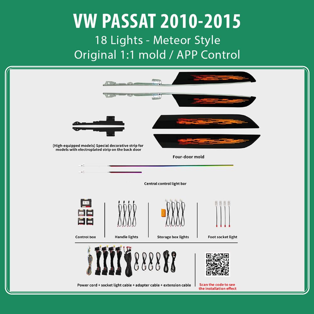 VW_PASSAT_2010-15_Ambiernt_18_Lights_Meteor_01 DIQ AMBIENT VW PASSAT DZ21M (Digital iQ Ambient Light for VW PASSAT mod. 2010-2015 with 18 Lights, Meteor) - Image 1