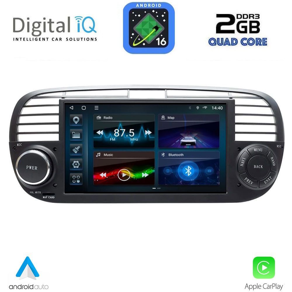 BLD265BL_16 DIGITAL IQ BLD 265BL_CPA (7" DECK) MULTIMEDIA SYSTEM for FIAT 500 mod. 2007-2015 (BLACK) - Image 1