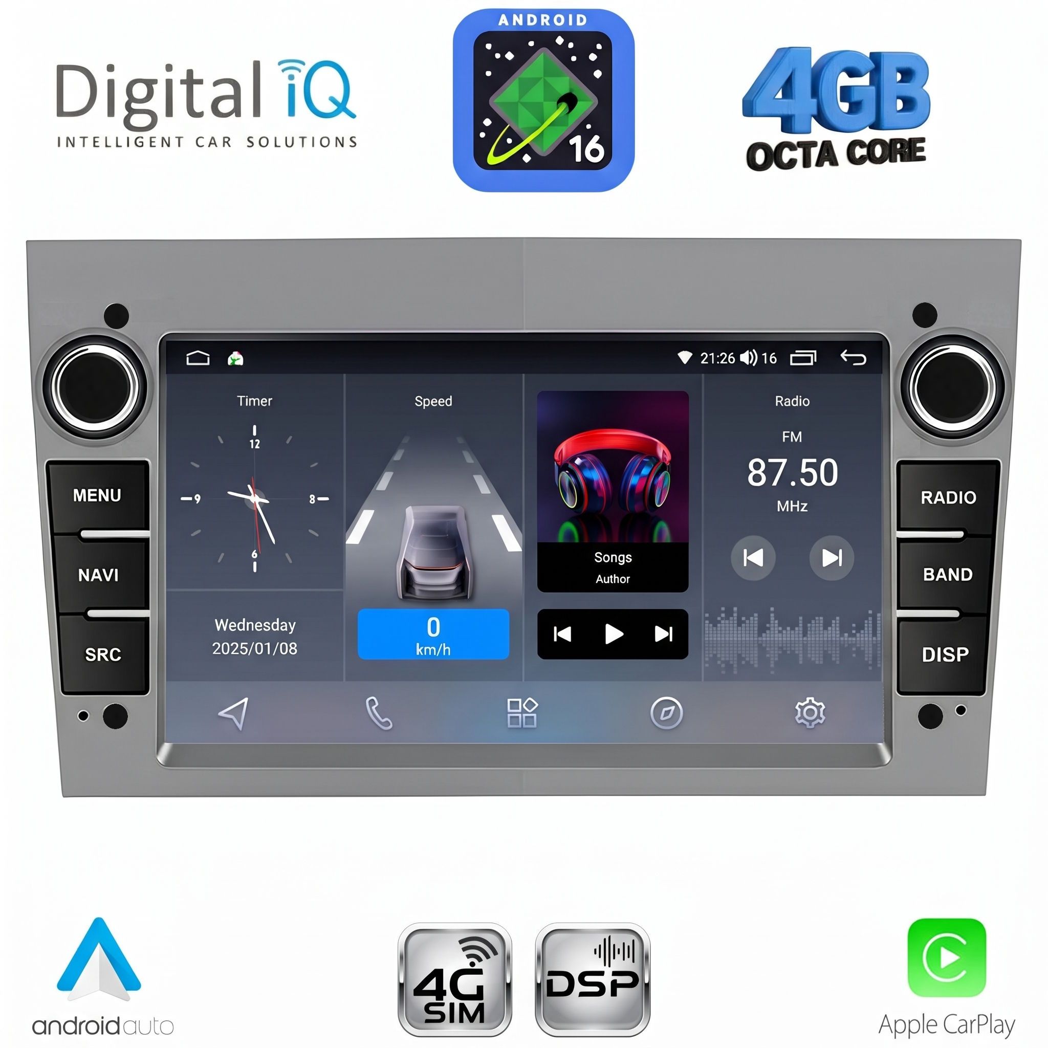 BLG419GR-16-1 DIGITAL IQ BLG 419GR_CPA (7" DECK) MULTIMEDIA SYSTEM for OPEL ALL mod. 2004-2014 (GREY) - Image 1