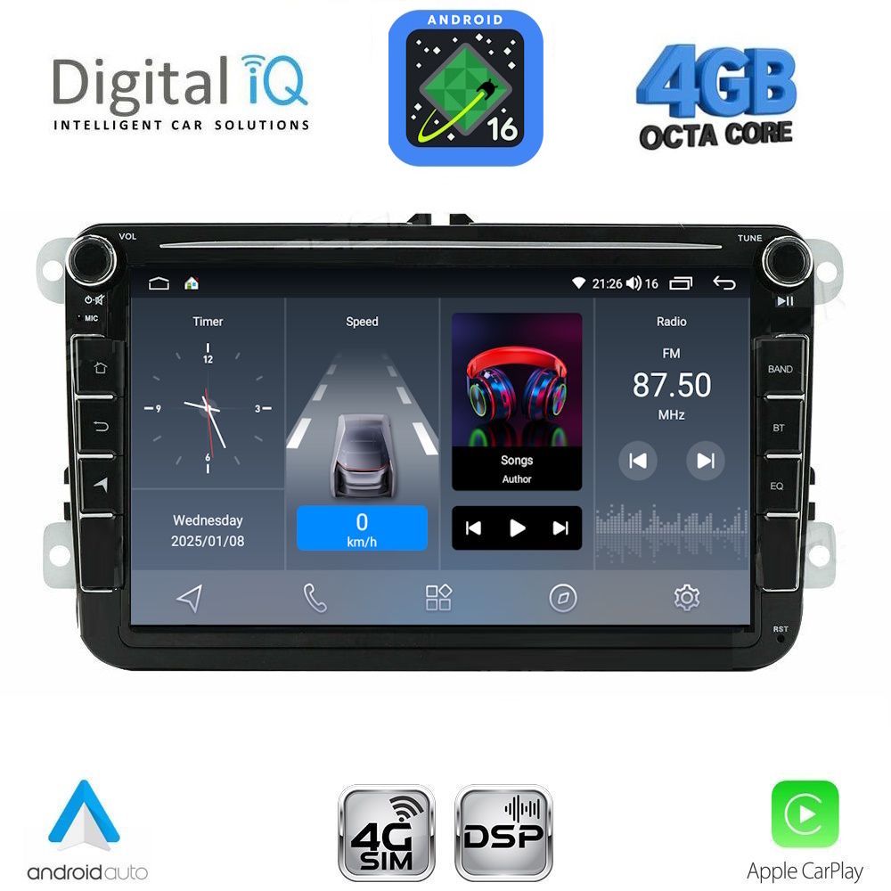 BLG479-16 DIGITAL IQ BLG 479_CPA (8" DECK) MULTIMEDIA SYSTEM for VW - SKODA - SEAT mod. 2004-2016 - Image 1