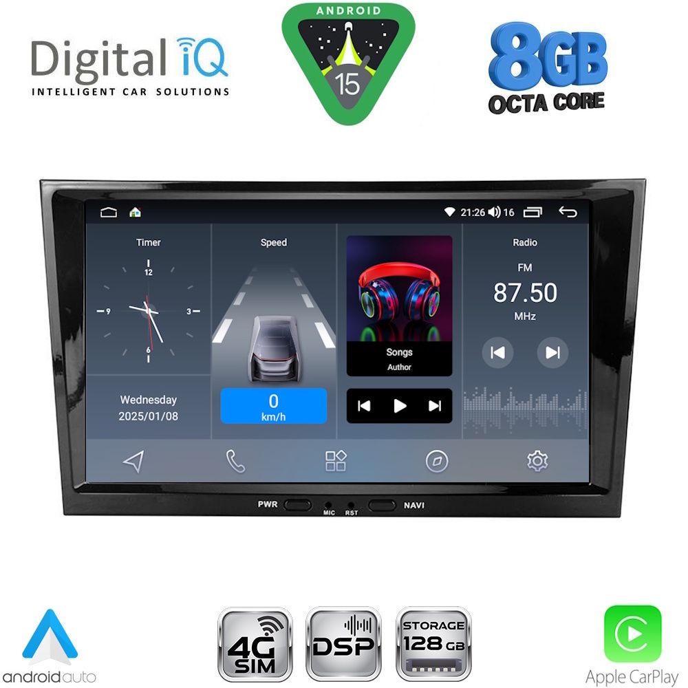BLM718BL_15 DIGITAL IQ BLM 718BL_CPA (8" DECK) MULTIMEDIA SYSTEM for OPEL ALL mod. 2004-2014 (BLACK) - Image 1