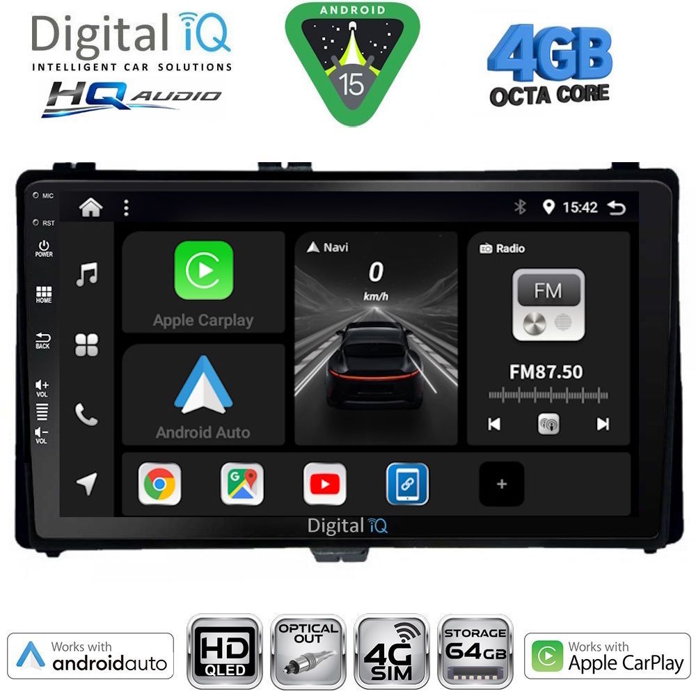 BXK19703-15 DIGITAL IQ BXK 19703A_CPAA (9inc) MULTIMEDIA TABLET for TOYOTA AURIS mod. 2015-2021 – AYGO X mod. 2022-2026 – COROLLA mod. 2017-2019 - Image 1