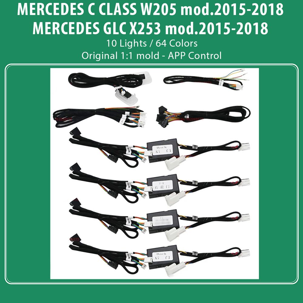 C_CLASS_GLC_2015-18_Ambient_10_lights_01 DIQ AMBIENT 8161 CIC - BENZ C (W205) - GLC (X253) mod. 2015-2018 (Digital iQ Ambient Light for Mercedes C (W205) - GLC (X253) mod. 2015-2018 with 10 Lights) - Image 1