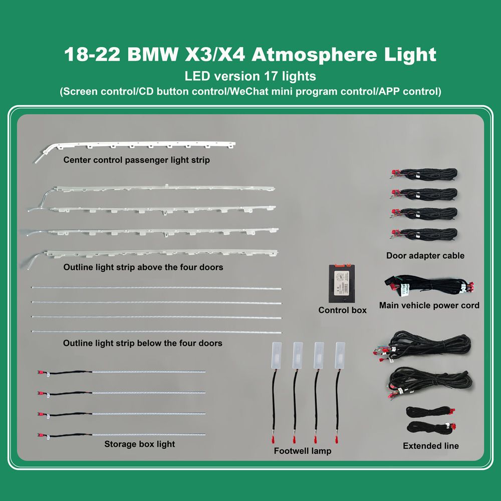 DIQ_BMW-X3X4-Ambient_17-Lights-Standard DIQ AMBIENT BMW X3-X4 (G01) mod. 2018> (Digital iQ Ambient Light for BMW X3 - X4 mod. 2018> with 17 Lights, 11 Colours) - Image 1