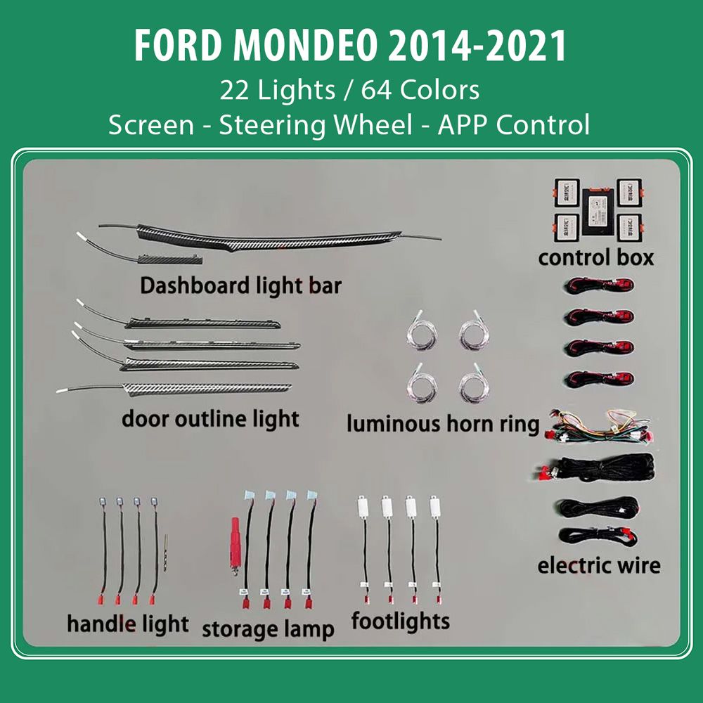 Ford_Mondeo_2014-21_Ambient_22_lights_01 DIQ AMBIENT FORD MONDEO IV mod. 2014-2021 (Digital iQ Ambient Light for Ford Mondeo mod. 2014-2021 with 22 Lights) - Image 1
