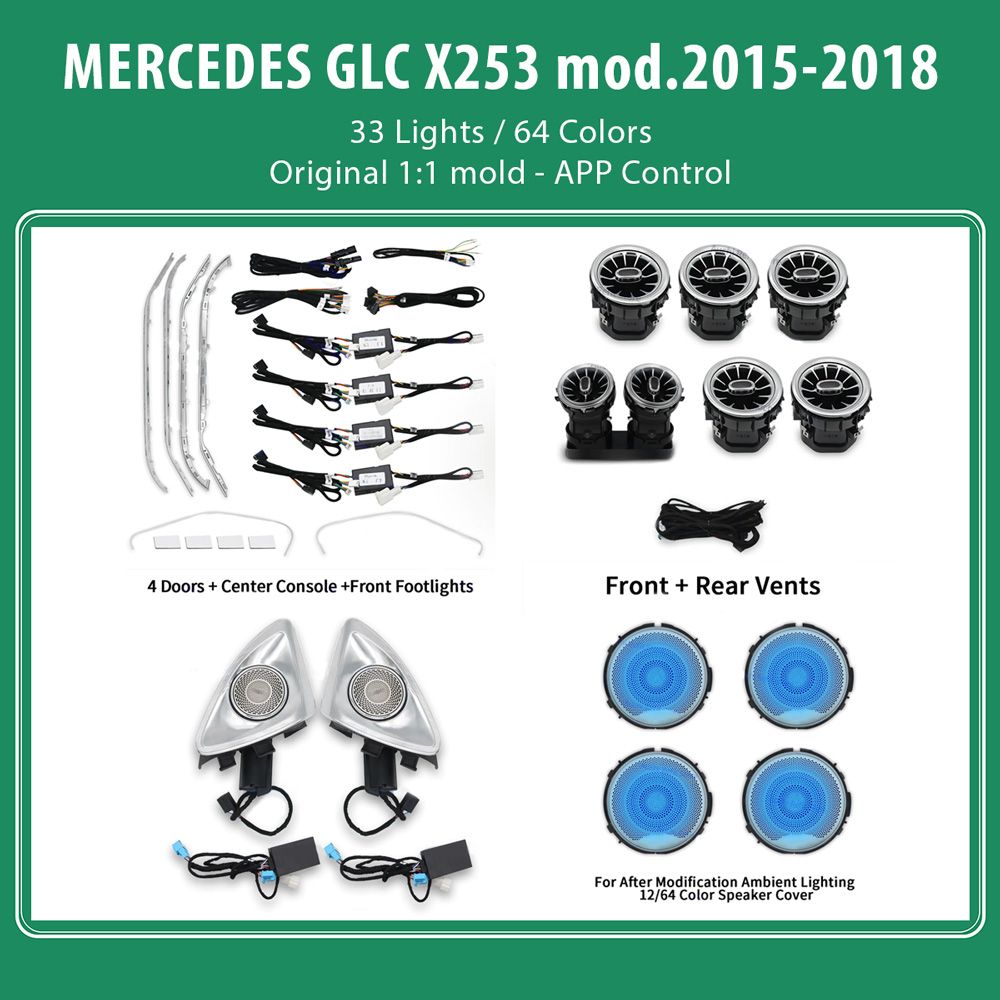 GLC_2015-18_Ambient_33_lights_01 DIQ AMBIENT 8161 DCO - BENZ GLC (X253) (Digital iQ Ambient Light for Mercedes GLC (X253) mod. 2015-2018 with 33 Lights) - Image 1