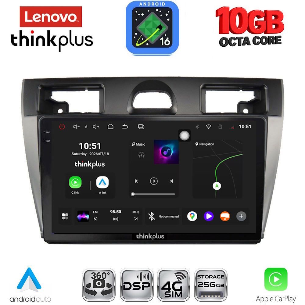 LTM11153_16 LENOVO LTM 11153BL_CPA (9inc) MULTIMEDIA TABLET for FORD FIESTA mod. 2005-2008 (BLACK) - Image 1