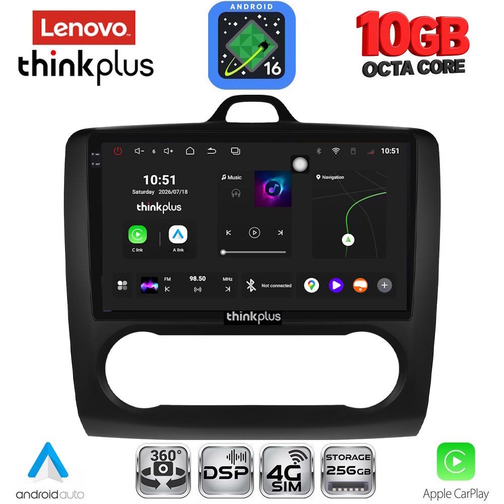 LTM11156CL-16BL LENOVO LTM 11156BL_CPA CLIMA (9inc) MULTIMEDIA TABLET for FORD FOCUS mod. 2005-2012 (BLACK) - Image 1