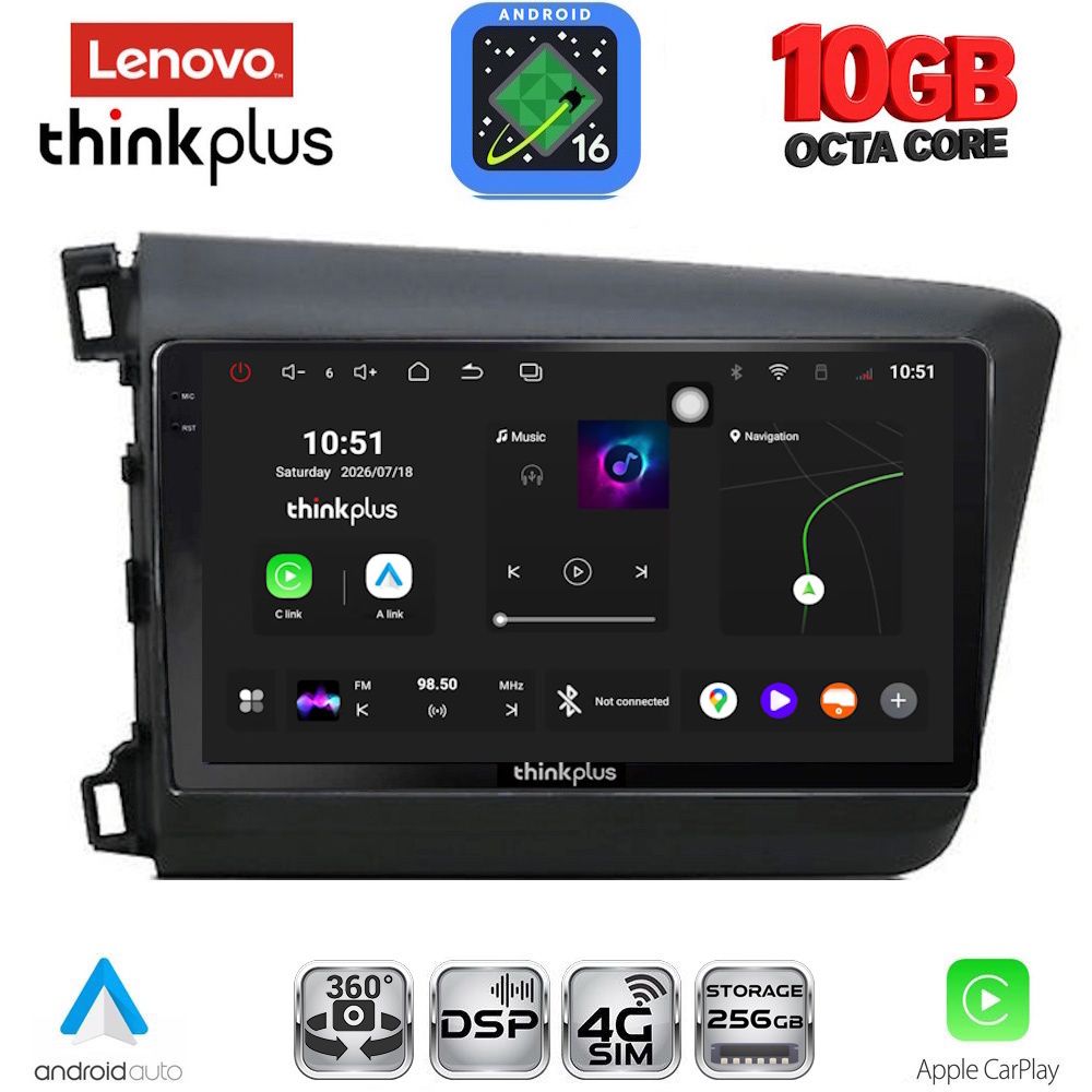 LTM11190.4D_16 LENOVO LTM 111904D_CPA (9inc) MULTIMEDIA TABLET for HONDA CIVIC 4Doors mod. 2012-2016 - Image 1