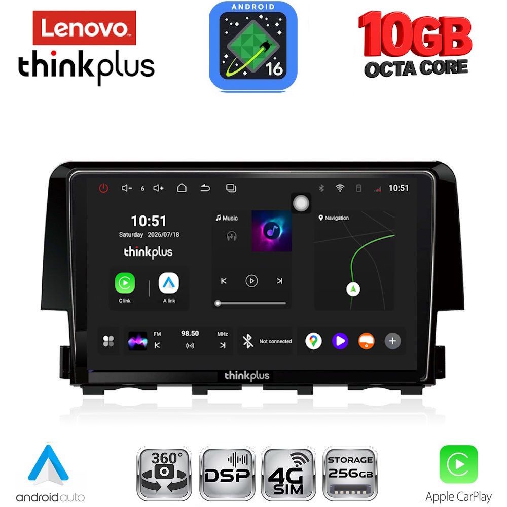 LTM11191_16 LENOVO LTM 11191_CPA (9inc) MULTIMEDIA TABLET for HONDA CIVIC mod. 2016-2021 - Image 1