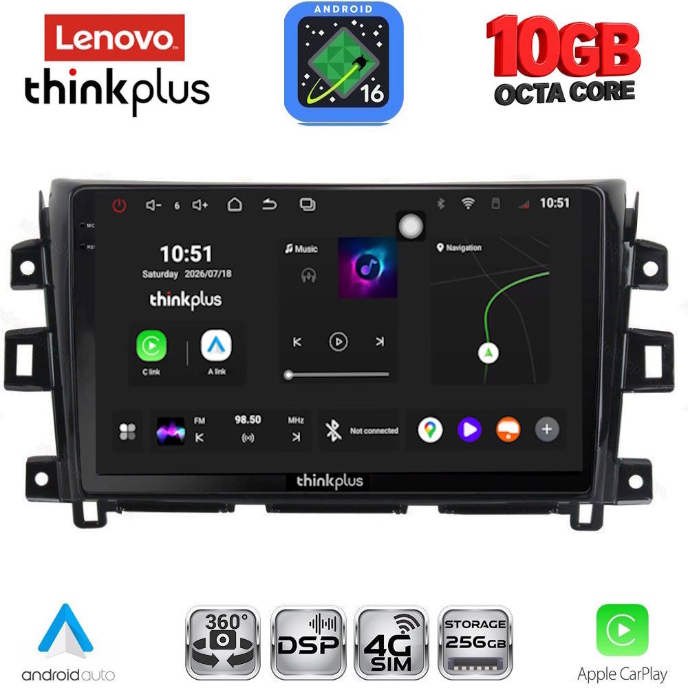 LTM11456_16 LENOVO LTM 11456_CPA (10inc) MULTIMEDIA TABLET for NISSAN NAVARA mod. 2016-2025 - Image 1