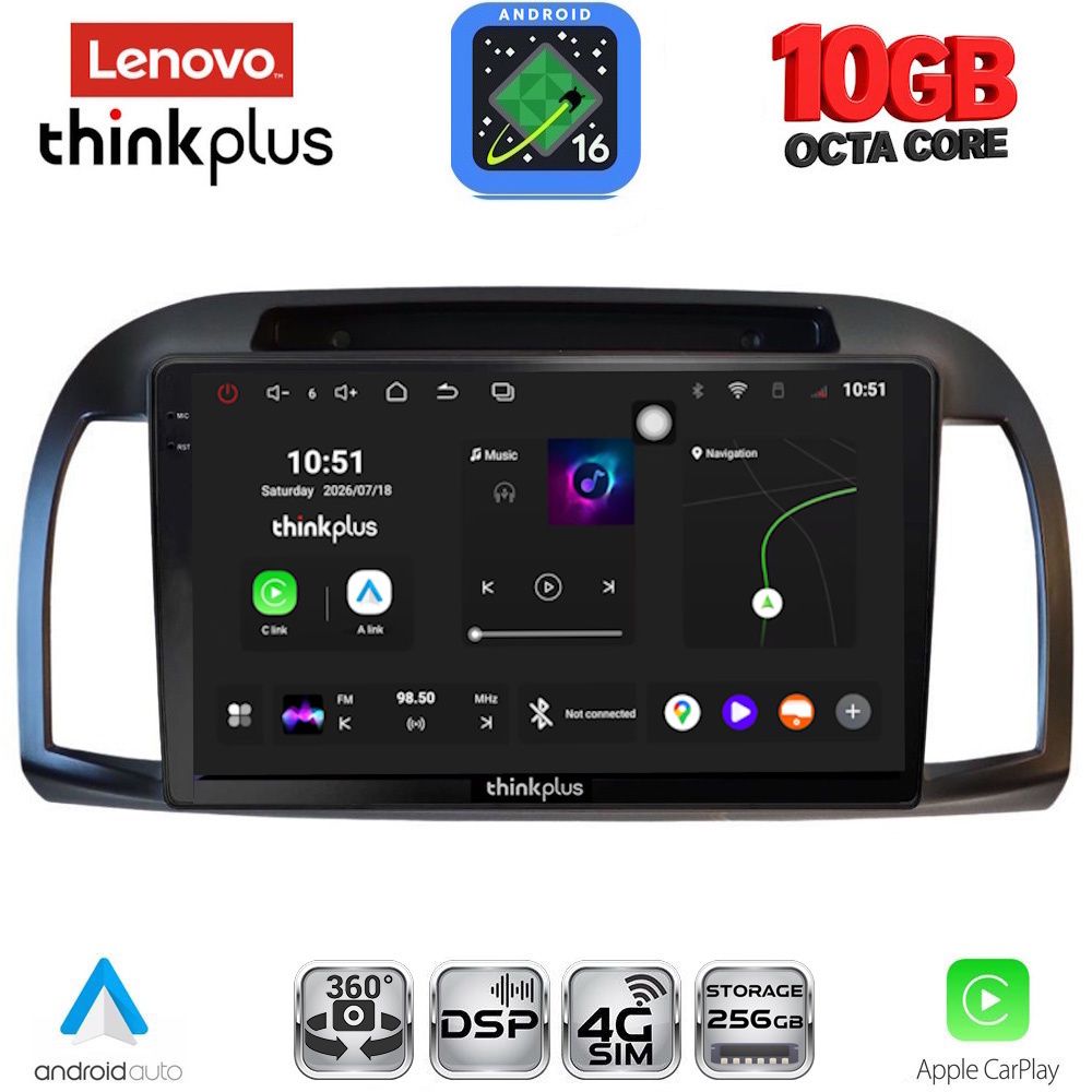 LTM11457BL_16 LENOVO LTM 11457BL_CPA (9inc) MULTIMEDIA TABLET for NISSAN MICRA K12 mod. 2002-2010 (BLACK) - Image 1