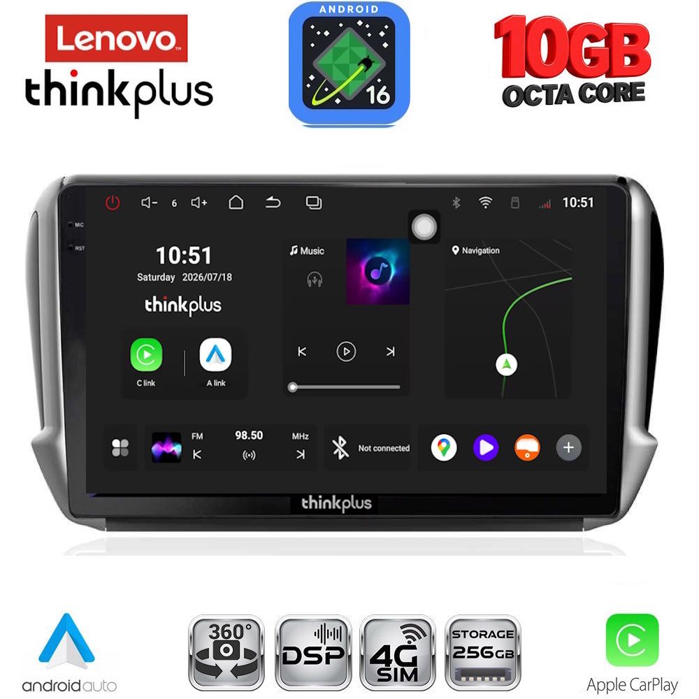 LTM11508_16 LENOVO LTM 11508_CPA (10inc) MULTIMEDIA TABLET for PEUGEOT 208-2008 mod. 2012-2021 - Image 1