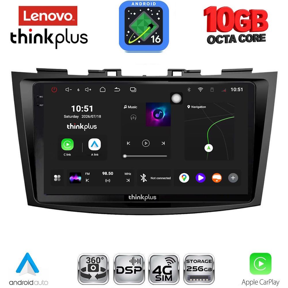 LTM11685_16 LENOVO LTM 11685_CPA (9inc) MULTIMEDIA TABLET for SUZUKI SWIFT mod. 2011-2016 - Image 1